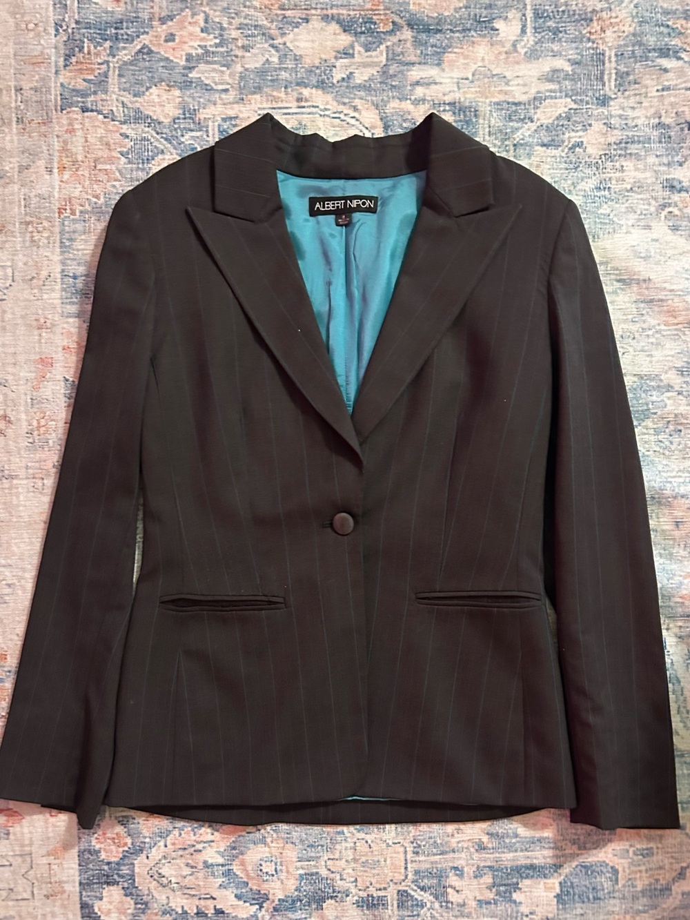 Albert Nipon Women’s Black Pinstripe Blazer